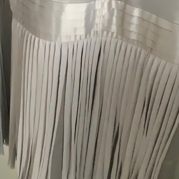 Gray satin fringe cocktail dress - Picture 3 of 3